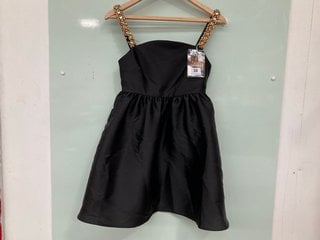 SELF-PORTRAIT BLACK TAFFETA EMBELLISHED MINI DRESS - SIZE UK6 - RRP £320: LOCATION - BOOTH