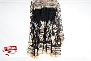 ZIMMERMANN ILLUSTRATED OTTO MINI DRESS IN BLACK/TEA - SIZE UK12 - RRP £1,850: LOCATION - BOOTH