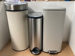 3 X ASSORTED JOHN LEWIS & PARTNERS WASTE BINS TO INCLUDE 30 LITRE TOUCH BIN IN CREAM: LOCATION - A6