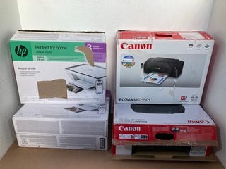 3 X ASSORTED HOME PRINTERS TO INCLUDE CANON PIXMA TS3550I HOME PRINTER IN BLACK: LOCATION - A4