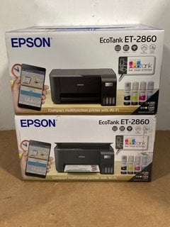 2 X EPSON ECOTANK ET-2860 HOME PRINTERS IN BLACK: LOCATION - A3