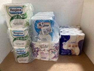 QTY OF ASSORTED KITCHEN & TOILET PAPER TO INCLUDE 4 X PACKS OF 9 ANDREX ULTIMATE QUILTS TOILET PAPER: LOCATION - A2