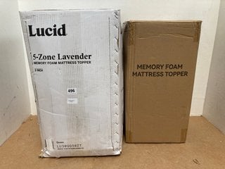 LUCID 5-ZONE LAVENDER 3 INCH MEMORY FOAM QUEEN MATTRESS TOPPER TO ALSO INCLUDE SINGLE MEMORY FOAM MATTRESS TOPPER: LOCATION - B1