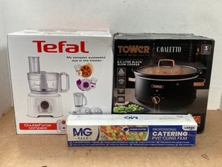 3 X ASSORTED KITCHEN ITEMS TO INCLUDE TOWER CAVALETTO ROSE GOLD EDITION 6.5 LITRE SLOW COOKER IN BLACK: LOCATION - B2