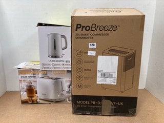 3 X ASSORTED ELECTRICAL APPLIANCES TO INCLUDE PROBREEZE 20 LITRE SMART COMPRESSOR DEHUMIDIFIER IN WHITE: LOCATION - B3