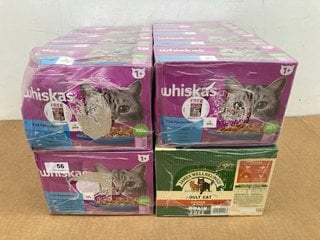 3 X PACKS OF 4 WHISKAS CAT FOOD IN JELLY IN FISH FAVOURITES FLAVOUR - BBE: 29/07/2026 TO ALSO INCLUDE PACK OF 4 JAMES WELLBELOVED ADULT CAT FOOD IN CHICKEN IN JELLY FLAVOUR - BBE: 22/04/2026: LOCATIO