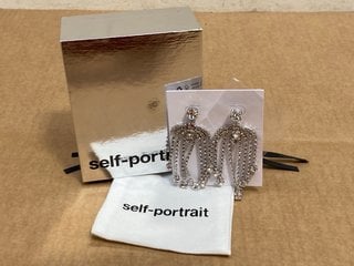 SELF PORTRAIT CRYSTAL EMBELLISHED SILVER PLATED DROP EARRINGS - RRP £150.00: LOCATION - B12