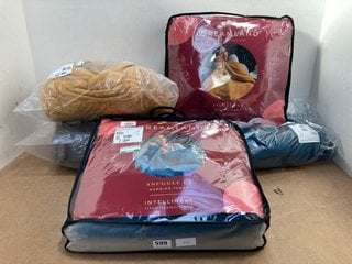 5 X ASSORTED BEDDING ITEMS TO INCLUDE DREAMLAND SNUGGLE UP WARMING THROW IN MUSTARD: LOCATION - B14