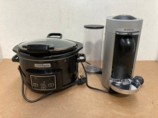 CROCK POT SLOW COOKER IN BLACK TO INCLUDE NESPRESSO COFFEE MACHINE IN SILVER: LOCATION - B17