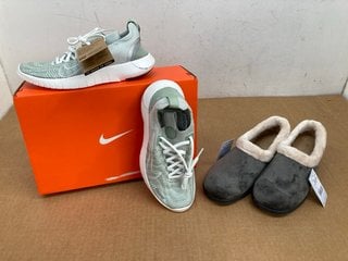 PAVERS WOMENS FUR LINED SLIPPERS IN CREAM/GREY - SIZE UK 6 TO ALSO INCLUDE NIKE WOMENS FREE RUN NEXT NATURE TRAINERS IN LIGHT SILVER/SUMMIT WHITE - SIZE UK 4: LOCATION - B9