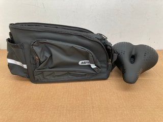 MIRIDER REAR PANNIER BAG IN BLACK TO ALSO INCLUDE MIRIDER COMFORT CUSHION BIKE SEAT IN BLACK: LOCATION - A1