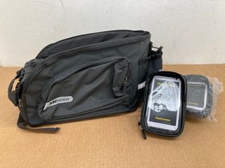 MIRIDER REAR PANNIER BAG IN BLACK TO ALSO INCLUDE 2 X MIRIDER ULTRA SENSITIVE TOUCH SCREEN BICYCLE PHONE HOLDERS IN BLACK: LOCATION - A1