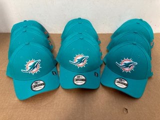 12 X MIAMI DOLPHINS 9FORTY ADJUSTABLE CAP IN BLUE - COMBINED RRP- £300: LOCATION - C12