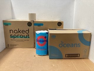 2 X BOXES OF NAKED SPROUT TOILET PAPER TO INCLUDE OCEANS MULTI PACK KITCHEN ROLLS: LOCATION - C11