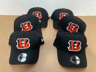 6 X CINCINNATI BENGALS NFL CAPS IN BLACK- COMBINED RRP £125.00: LOCATION - C10