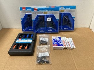 QTY OF ASSORTED HARDWARE ITEMS TO INCLUDE HILKA 30 PIECE HEXAGON KEY SET: LOCATION - C9