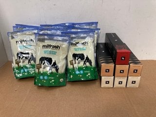 QTY OF MILFRESH GRANULATED MILK- BBE 07/25 TO INCLUDE QTY OF NESPRESSO COFFEE PODS IN VARIOUS FLAVOURS- BBE 10/25: LOCATION - C8