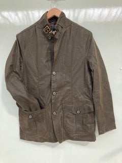 BARBOUR LUTZ WAX JACKET IN GREEN- UK SIZE S- RRP £255.55: LOCATION - C8