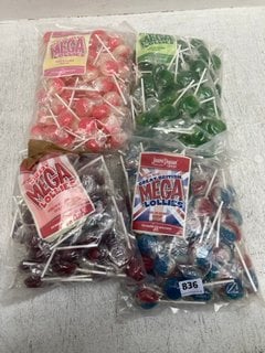 4 X ASSORTED MEGA LOLLIES IN VARIOUS FLAVOURS - BBE: JUNE 2025: LOCATION - C7