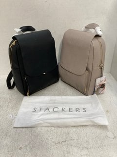 2 X STACKERS BACKPACKS IN BLUSH AND BLACK - COMBINED RRP:£170: LOCATION - C6