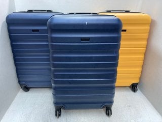 3 X ASSORTED JOHN LEWIS & PARTNERS MEDIUM TRAVEL SUITCASES IN VARIOUS COLOURS: LOCATION - C6