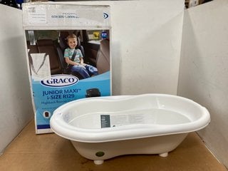 GRACO JUNIOR MAXI I-SIZE HIGHBACK BOOSTER CAR SEAT TO INCLUDE ROTHO BABY BATHTUB TOP: LOCATION - C5