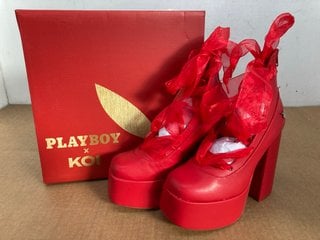 KOI WOMENS PLAYBOY INFIDELITY LACE UP HEELS IN RED - SIZE UK 3: LOCATION - A1