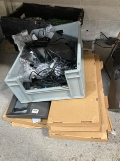 QTY OF SILVER TV STAND PARTS TO INCLUDE REMOTES AND PARTS: LOCATION - AR6