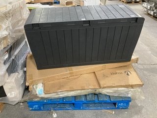 PALLET OF ASSORTED OUTDOOR ITEMS TO INCLUDE KETER OUTDOOR STORAGE CHEST: LOCATION - A5 (KERBSIDE PALLET DELIVERY)