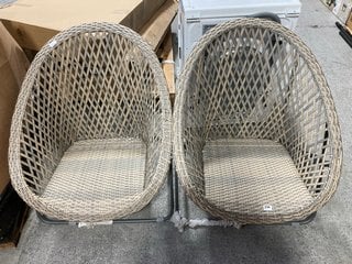 2 X RATTAN FOLDING CHAIRS IN BEIGE: LOCATION - A6