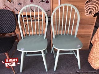 LA REDOUTE SET OF 2 WINDSOR SPINDLE BACK CHAIRS IN SEA GREEN - RRP £199: LOCATION - B1