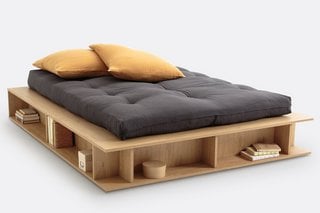 LA REDOUTE PRESTO PINE STORAGE BED WITH HINGED BED BASE. SIZE: DOUBLE (140 X 190CM) - INCOMPLETE: LOCATION - A1