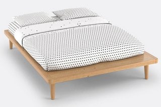 LA REDOUTE JIMI SOLID PINE PLATFORM BED WITH BASE. SIZE: DOUBLE (140 X 190CM). RRP - £475: LOCATION - A2