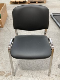 2 X OFFICE/WAITING ROOM CHAIRS IN BLACK LEATHER & CHROME: LOCATION - B1