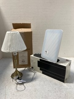 3 X LIGHTING ITEMS TO INCLUDE LAURA ASHLEY ELLIS GLASS BALL TABLE LAMP WITH SHADE: LOCATION - AR5