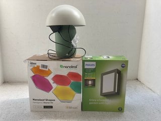 3 X ASSORTED JOHN LEWIS & PARTNERS LIGHTING ITEMS TO INCLUDE NANOLEAF HEXAGON WALL LED LIGHTS: LOCATION - AR6