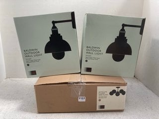 3 X ASSORTED JOHN LEWIS & PARTNERS LIGHTING ITEMS TO INCLUDE BALDWIN OUTDOOR WALL LIGHT: LOCATION - AR7