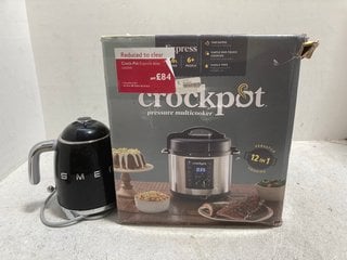 CROCKPOT PRESSURE MULTICOOKER TO INCLUDE BLACK SMEG KETTLE: LOCATION - AR11