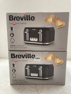 2 X BREVILLE CURVE COLLECTION 4 SLICE TOASTERS IN BLACK GLOSS: LOCATION - AR17