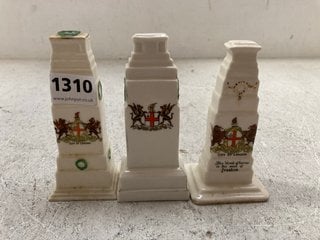 3 X 1920S CRESTED CHINA MODELS OF THE CENOTAPH: LOCATION - AR19