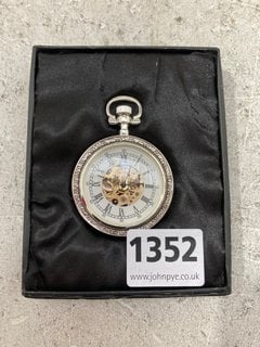 A SKELETON FACED POCKET WATCH: LOCATION - AR19