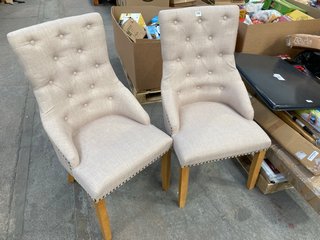 2 X DINING JULIAN BROWN SET OF 2 LOIRE DINING CHAIRS IN OATMEAL: LOCATION - B5