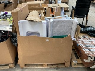 PALLET OF ASSORTED ITEMS TO INCLUDE WHITE COMFEE 20L MICROWAVE: LOCATION - B7 (KERBSIDE PALLET DELIVERY)