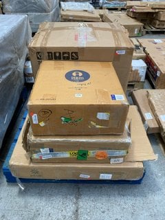 PALLET OF ASSORTED ITEMS TO INCLUDE COFFEE TABLE METAL MARBLE IN BLACK 120X70X39: LOCATION - A3 (KERBSIDE PALLET DELIVERY)