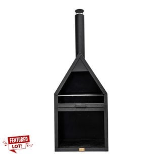 IVYLIVING OUTDOOR HENLEY FIREPLACE IN BLACK WITH GRILL RRP £449.99: LOCATION - A1