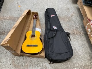 ROCKET MUSIC SMALL GUITAR IN YELLOW & MAROON TO INCLUDE A BLACK GATOR CASES GUITAR CASE: LOCATION - BR7