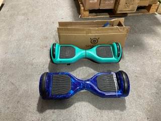 (COLLECTION ONLY) 2 X HOVERBOARDS IN TURQUOISE & BLUE PATTERN DESIGN: LOCATION - BR18