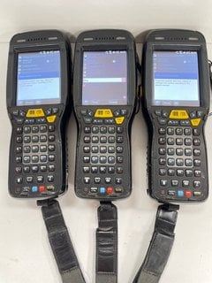 QTY OF 3 HONEYWELL DOLPHIN 99EX HANDHELD MOBILE COMPUTERS: MODEL NO 99EXLW (WITH BATTERY) [JPTM124934]