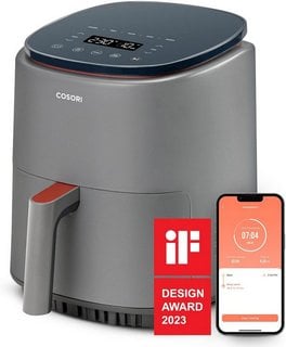 COSORI LITE 3.8 LITRE SMART AIR FRYER KITCHEN APPLIANCE (ORIGINAL RRP - £99) IN GREY: MODEL NO CAF-LI401S (WITH BOX & ALL ACCESSORIES) [JPTM125830]