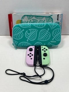 NINTENDO SWITCH JOYCONS & CARRY CASE GAMES CONSOLE ACCESSORIES IN PINK/GREEN [JPTM126041]